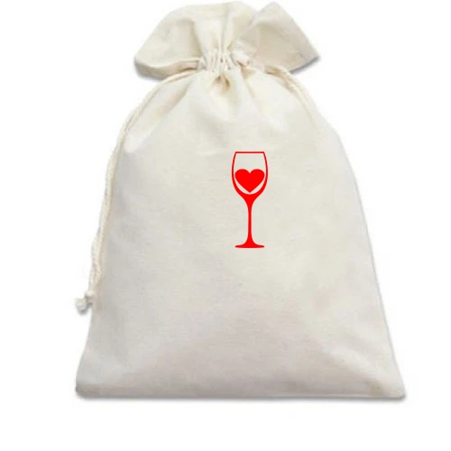 Подарунковий мішечок, Білий, My heart in wine.