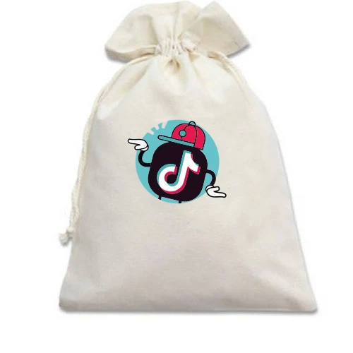 Подарочный мешочек, Белый, Tiktok icon.