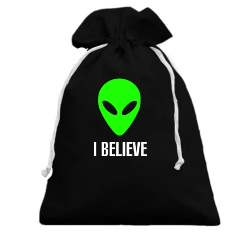 Подарочный мешочек, Черный, I BELIEVE