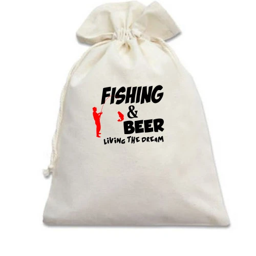 Подарочный мешочек, Белый, Fishing and beer