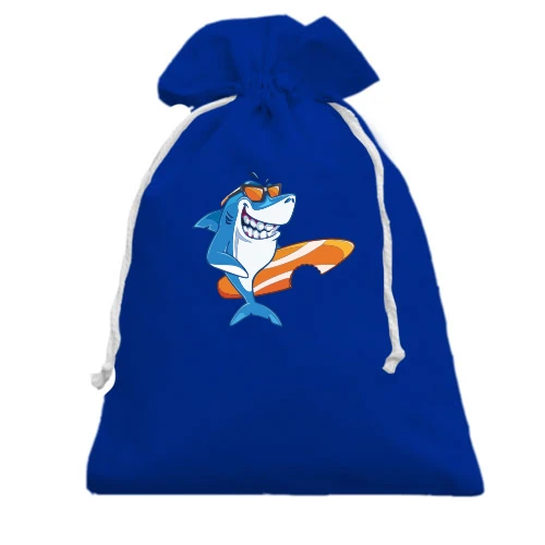 Подарунковий мішечок, Блакитний, Shark Surfer