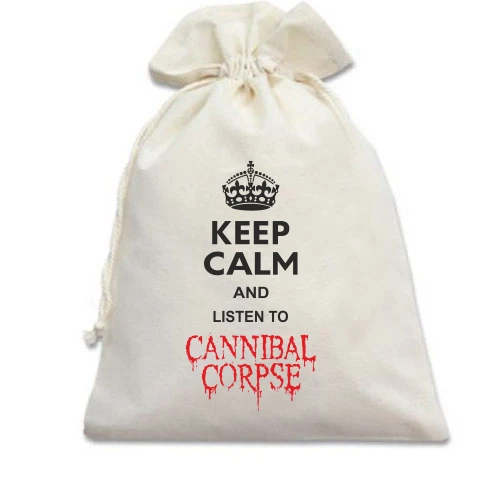 Подарочный мешочек, Белый, Keep Calp and listen to Cannibal Corpse