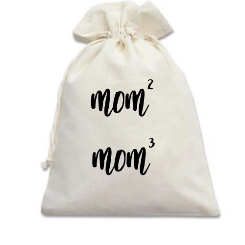 Подарунковий мішечок із написом «mom² mom³»