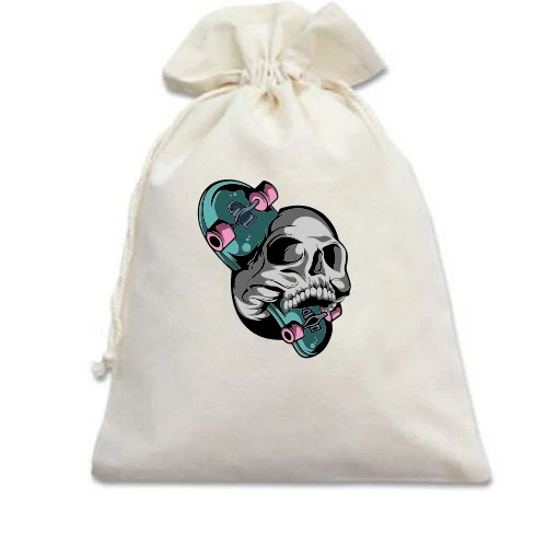 Подарунковий мішечок, Білий, Skull Skater