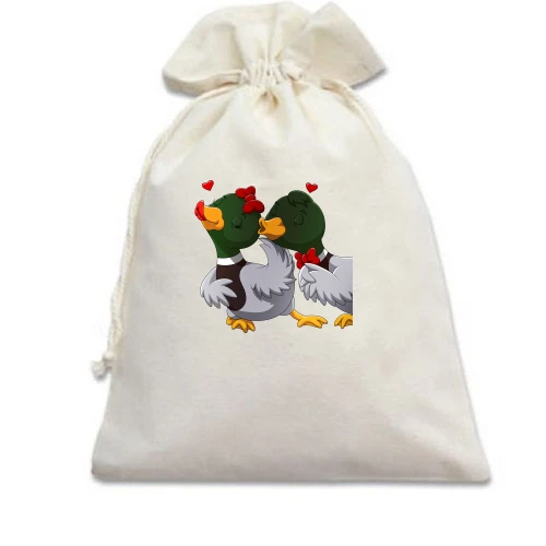 Подарунковий мішечок, Білий, Duck couple