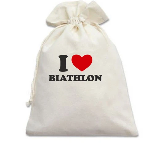 Подарочный мешочек Я люблю Биатлон — I love Biathlon