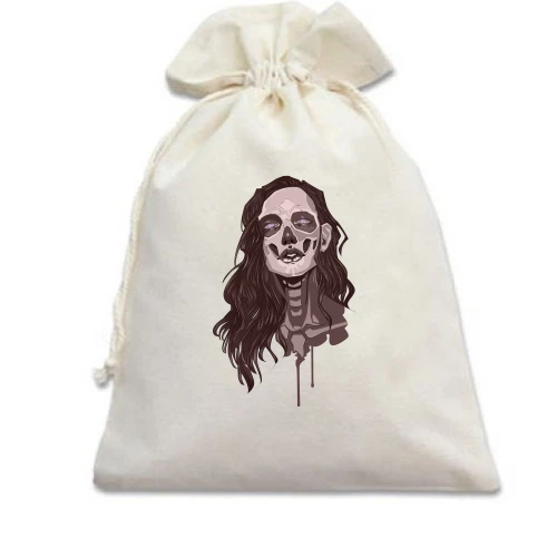 Подарочный мешочек, Белый, girl makeup skull