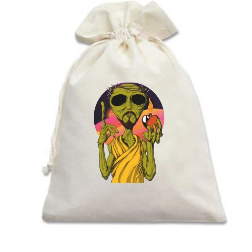 Подарочный мешочек, Белый, Alien Jesus