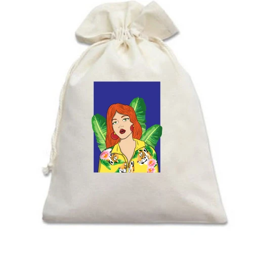 Подарунковий мішечок Redhead girl with leaves