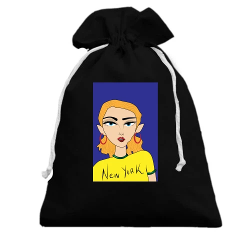 Подарунковий мішечок, Чорний, Blonde in a yellow t-shirt