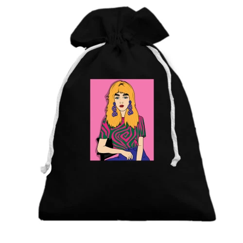 Подарочный мешочек, Черный, Blonde in a strange t-shirt