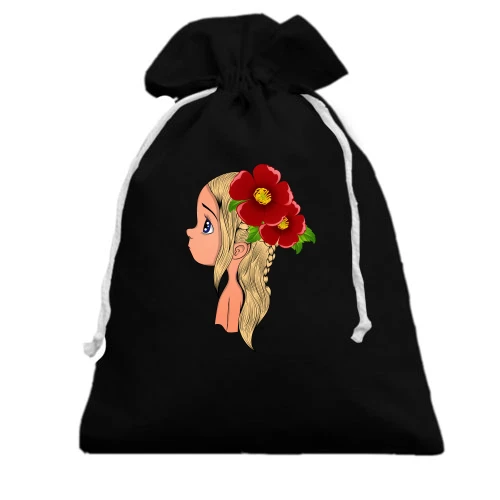 Подарунковий мішечок, Чорний, Baby with flowers 2