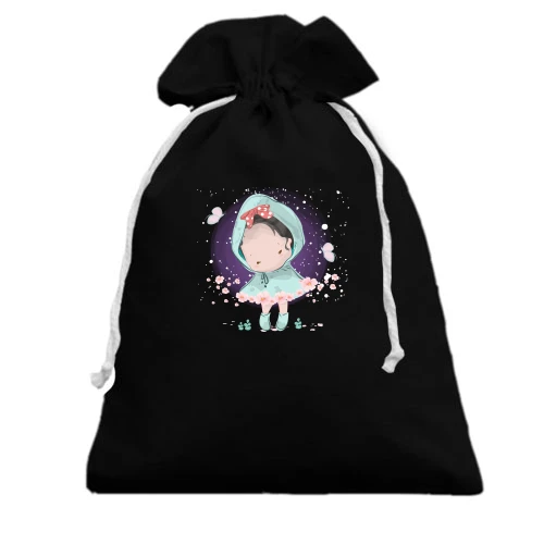 Подарочный мешочек, Черный, Baby girl in dress