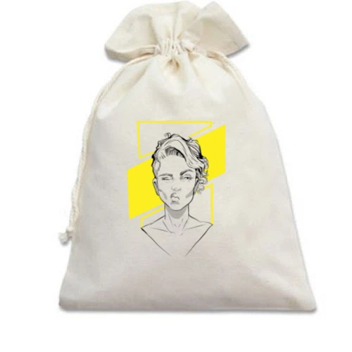 Подарочный мешочек Girl portrait art yellow
