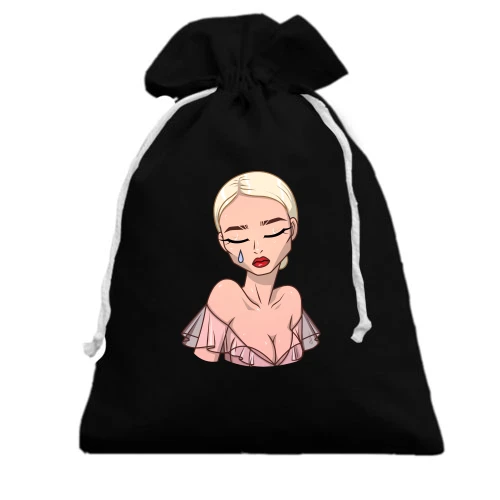 Подарочный мешочек, Черный, Art. Blonde crying