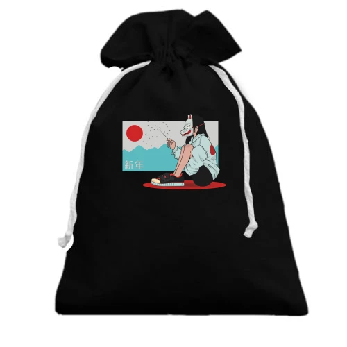 Подарочный мешочек, Черный, Anime girl in mask