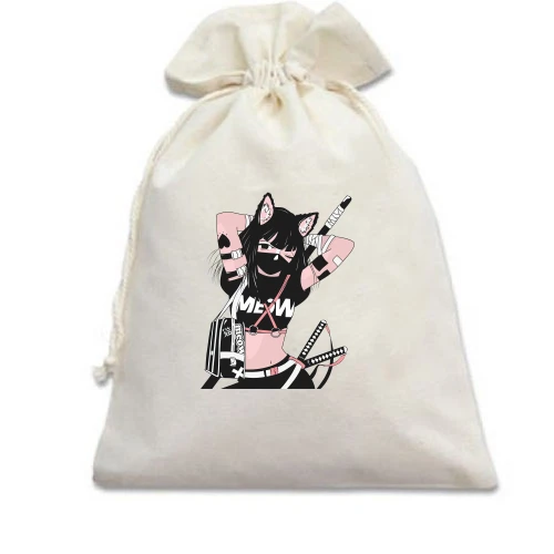 Подарочный мешочек Cat girl in black mask
