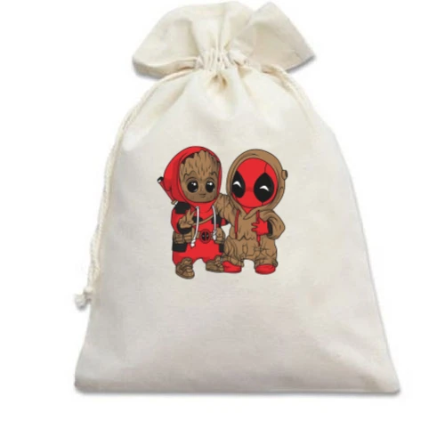 Подарочный мешочек Baby groot and deadpool