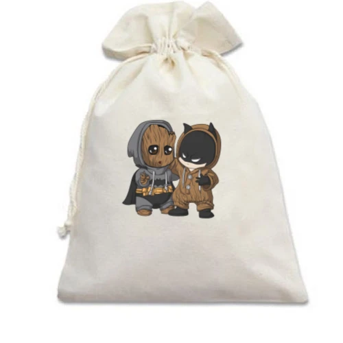 Подарочный мешочек Baby groot and batman