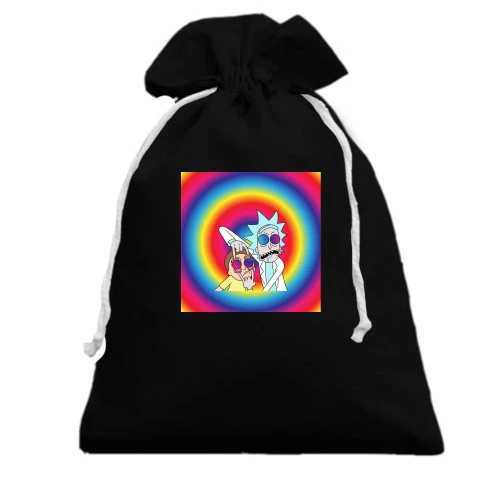 Подарочный мешочек, Черный, Rick and Morty rainbow