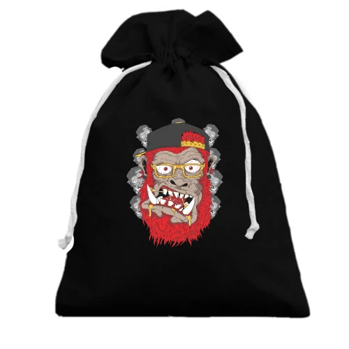 Подарунковий мішечок, Чорний, Gorilla with red beard