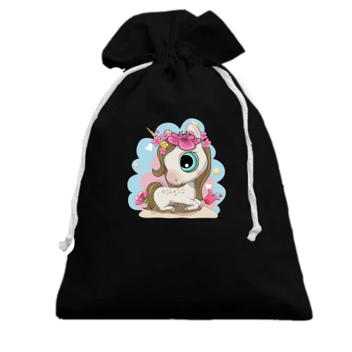 Подарунковий мішечок, Чорний, Baby unicorn