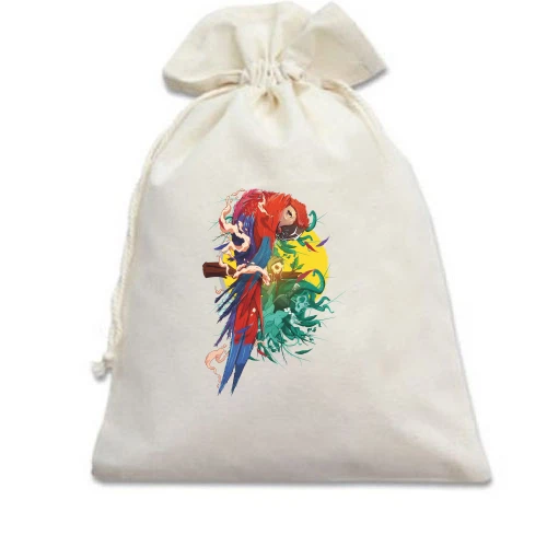 Подарунковий мішечок, Білий, Parrot bright art
