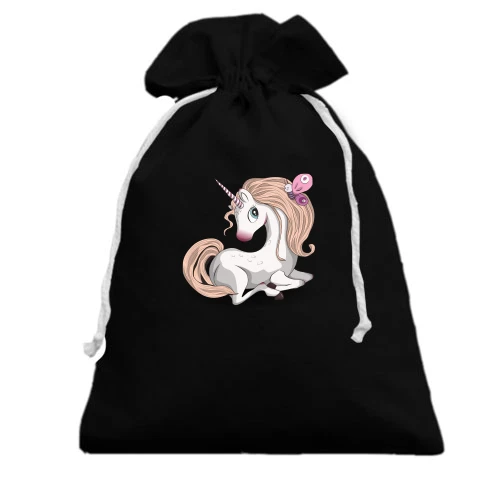 Подарочный мешочек Baby unicorn with butterfly