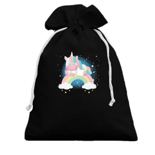 Подарунковий мішечок Baby unicorn on a rainbow