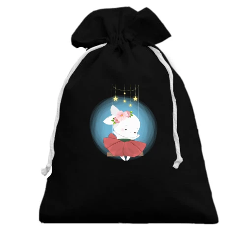 Подарунковий мішечок, Чорний, Baby rabbit in a skirt