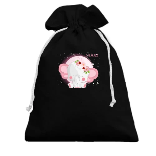 Подарочный мешочек, Черный, Baby elephant pink