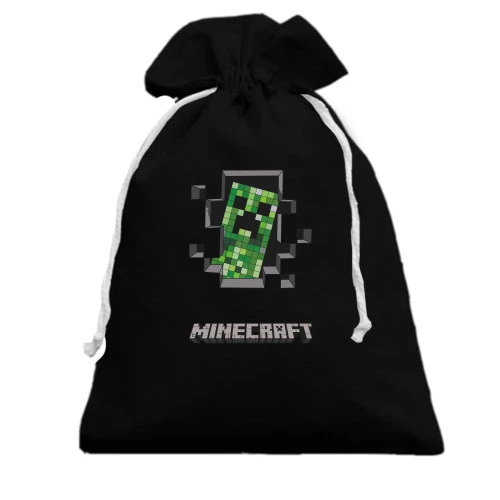 Подарочный мешочек, Черный, Minecraft hole