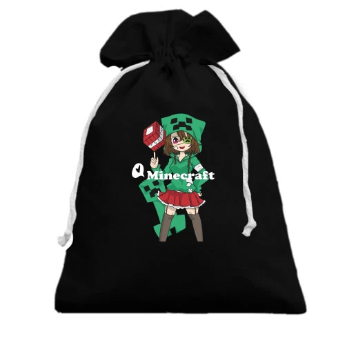 Подарочный мешочек, Черный, Minecraft Girl.