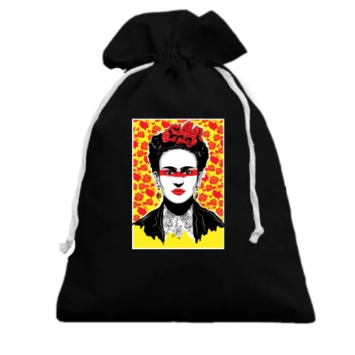 Подарочный мешочек, Черный, Frida Kahlo art