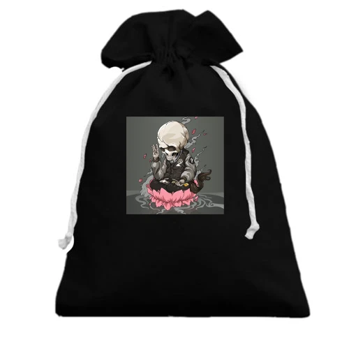 Подарунковий мішечок, Чорний, Skull in lotus