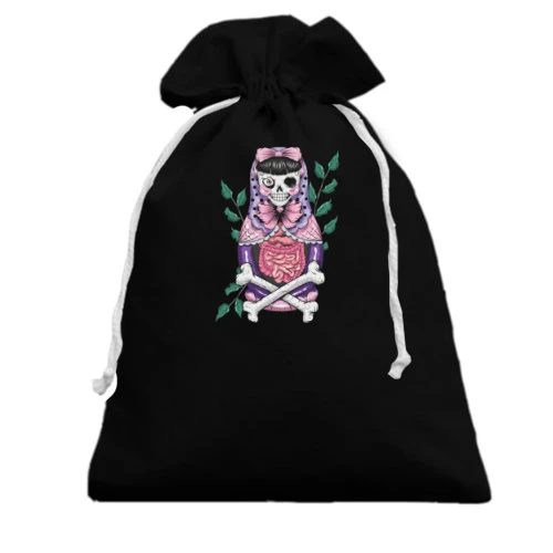 Подарунковий мішечок, Чорний, Matryoshka skull