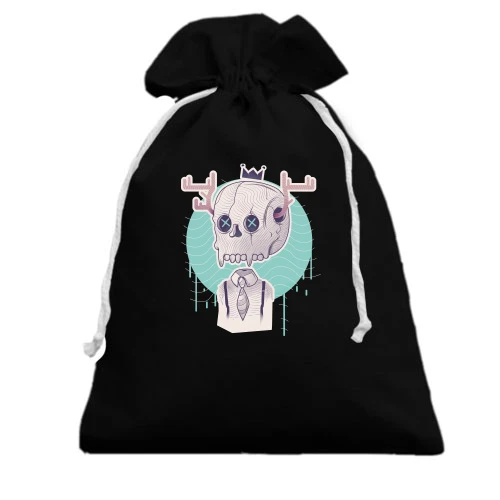 Подарочный мешочек, Черный, Skull with horns