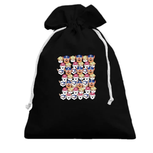 Подарочный мешочек, Черный, Paw patrol pattern