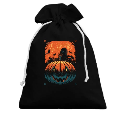 Подарунковий мішечок, Чорний, Halloween pumpkin. Be afraid