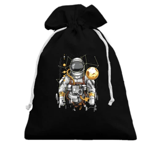 Подарочный мешочек, Черный, Cosmonaut art