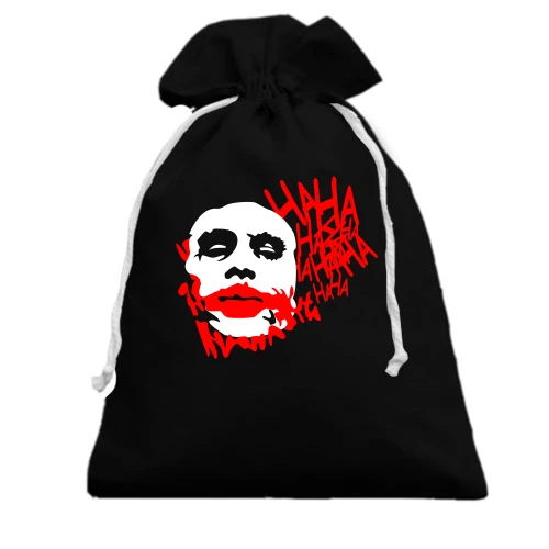 Подарочный мешочек, черный, Joker smile Batman Ha ha ha