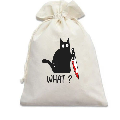Подарунковий мішечок, білий, What cat
