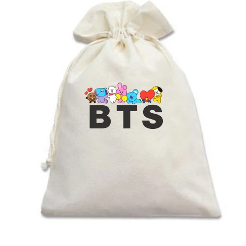 Подарунковий мішечок BTS (напис з іконками)