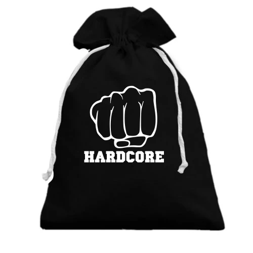 Подарочный мешочек с кулаком и надписью Hardcore