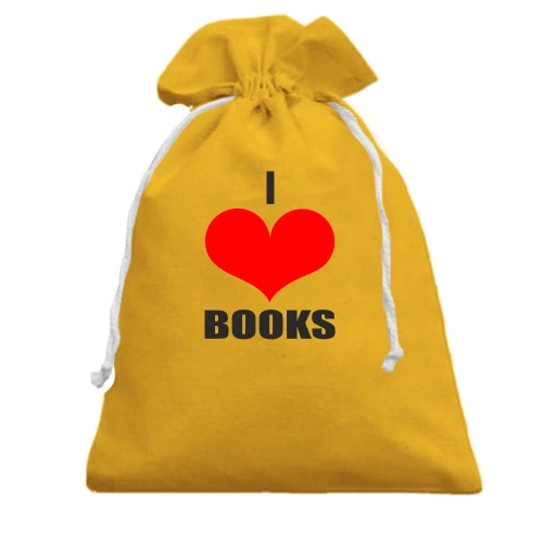 Подарочный мешочек, желтый, I love books