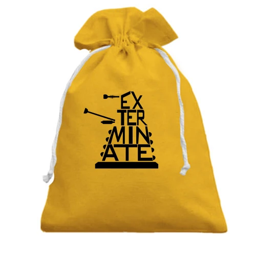 Подарочный мешочек, желтый, с Далеком из слова «Exterminate»