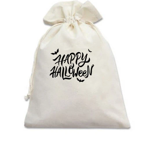 Подарочный мешочек Happy Halloween (с летучими мышами)