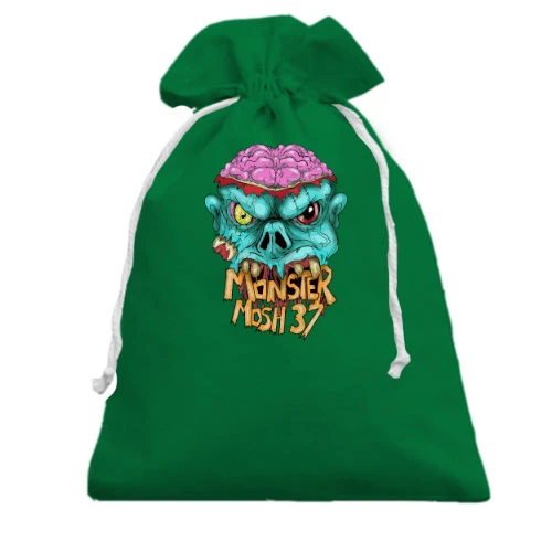 Подарунковий мішечок, Зелений, з монстром "Monster Mosh 37"