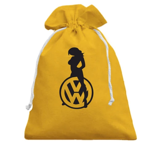 Подарочный мешочек, желтый, Volkswagen (лого с девушкой)
