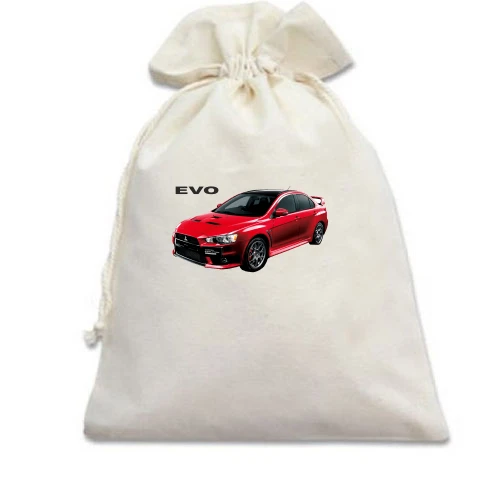 Подарочный мешочек, белый, с лого Mitsubishi EVO
